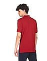 Aeropostale Men Red Cotton Solid Polo Shirt