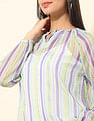 U.S. Polo Assn. Women Chiffon Sheer Vertical Striped Top