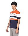 U.S. Polo Assn. Men Orange And Navy Striped Short Sleeve Polo Shirt