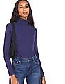 Flying Machine Women Turtleneck Solid T-Shirt