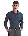 USPA Tailored Blue Tailored Regular Fit Checked Shirt