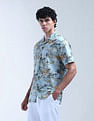 Flying Machine Tropical Printed Pure Cotton Cuban Shirt