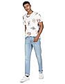 U.S. Polo Assn. Denim Co. Men White Crew Neck Brand Print T-Shirt