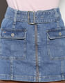 Tommy Hilfiger Belted Zipper Denim Mini Skirt