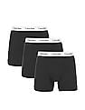 Calvin Klein Underwear Men Black Contrast Waist Solid Trunks - Pack Of 3
