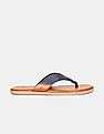 Arrow Men Navy And Brown V-Strap Textured Malcolm Leather Sandals