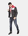 Calvin Klein Men Black And Red Colour Block Down Puffer Jacket
