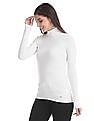 U.S. Polo Assn. Women White Turtleneck Rib Knit Top