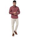 AD by Arvind Rounded Cuff Check Casual Shirt