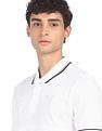 AD by Arvind Cotton Panelled Solid Polo Shirt