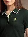 U.S. Polo Assn. Women Tipped Collar Textured Polo Shirt