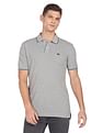 Arrow Sports Striped Collar Heathered Cotton Polo Shirt