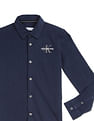 Calvin Klein Jeans Spread Collar Poplin Knit Shirt