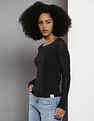 Calvin Klein Sheer Ribbed Long Sleeve Top