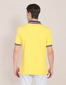 U.S. Polo Assn. Men Yellow Ribbed Collar Brand Logo Polo Shirt