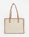 Tommy Hilfiger Solid Brown Polyester Tote Bag