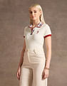 U.S. Polo Assn. Women Jacquard Collar Polo Shirt