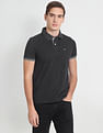 Arrow Sports Striped Sleeve Hem Heathered Polo Shirt