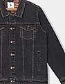U.S. Polo Assn. Kids Boys Black Spread Collar Washed Denim Jacket