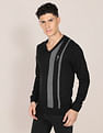 U.S. Polo Assn. V-Neck Vertical Stripe Sweater