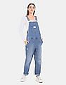 Calvin Klein Women Blue Adjustable Strap Denim Dungaree