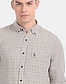 U.S. Polo Assn. Button Down Collar Check Linen Casual Shirt