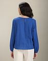 U.S. Polo Assn. Women Long Sleeve Schiffli Cotton Top