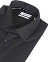 Calvin Klein Men Black Geometric Pattern Slim Fit Pure Cotton Formal Shirt