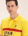 U.S. Polo Assn. Spain Flag Embroidered Pique Polo Shirt
