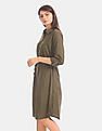 U.S. Polo Assn. Women Green Tie Up Waist Shirt Dress
