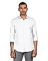 Calvin Klein Men White Spread Collar Patterned Casual Shirt