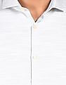 Calvin Klein Men White Spread Collar Patterned Casual Shirt