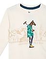 U.S. Polo Assn. Kids Boys Off White Long Sleeve Brand Print T-Shirt