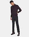 U.S. Polo Assn. Men Dark Purple Ribbed Stand Collar Solid Bomber Jacket