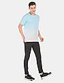 Aeropostale Men Light Blue And White Ombre Dyed Cotton T-Shirt